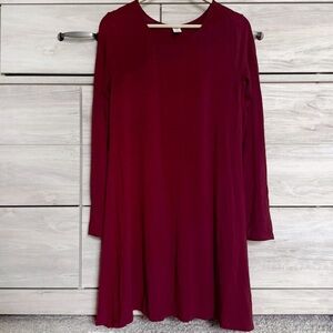 Old Navy Long Sleeve Shirt Swing Dress Maroon Size Small